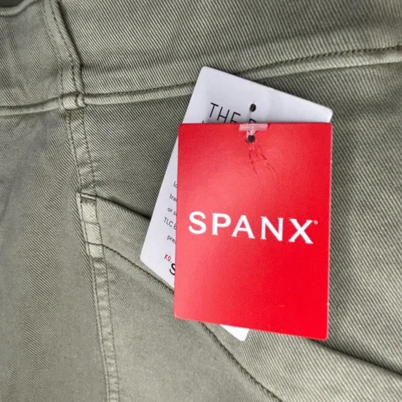 Spanx Stretch Twill Straight Leg Pull On Pants Olive Oil Green Women’s Size XL - Picture 6 of 12